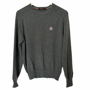 LORO PIANA Men's 100% Cashmere Crewneck Monterey Golf Logo Sweater Green, 48/Sm